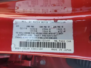 2019 Mazda 3 Preferred with VIN JM1BPBMM8K1125497, listed as a Copart auction lot 51796935 with Not Provided miles and Salvage Title. Bid and sale history available at DreamBid. Image 13.