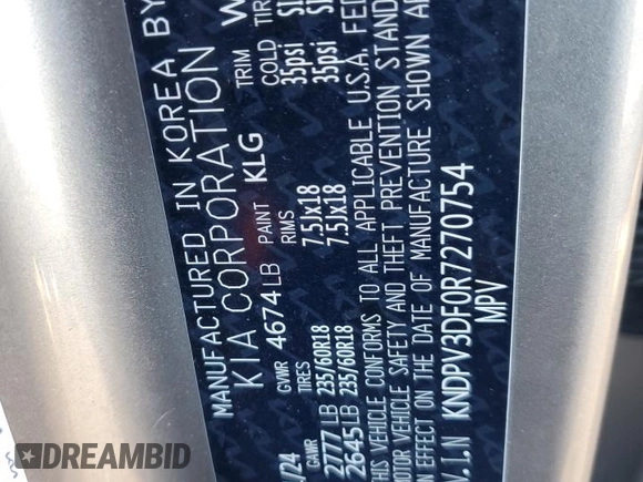 2024 Kia Sportage EX with VIN KNDPV3DF0R7270754, listed as a Copart auction lot 46617865 with 34,510 mi miles and Salvage Title. Bid and sale history available at carsss.com. Image 13.
