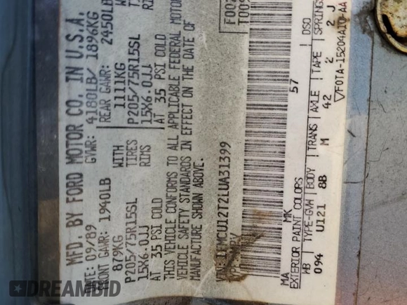 1990 Ford Bronco z VIN 1FMCU12T2LUA31399, wystawiony jako Copart lot #77099614 z przebiegiem 85 663 mil mil oraz Szkoda całkowita • Salvage title. Historia ofert i sprzedaży dostępna na DreamBid. Obrazek 12.