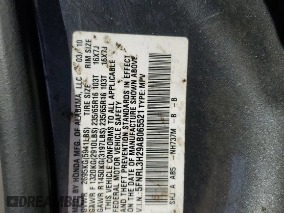 2010 Honda Odyssey LX with VIN 5FNRL3H29AB065521, listed as a Copart auction lot 45743455 with 128,389 mi miles and Salvage Title. Bid and sale history available at carsss.com. Image 15.