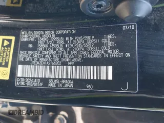 2010 Toyota Highlander Limited with VIN JTEDK3EH1A2166203, listed as a IAAI auction lot 41110930 with 251,197 mi miles and . Bid and sale history available at DreamBid. Image 9.