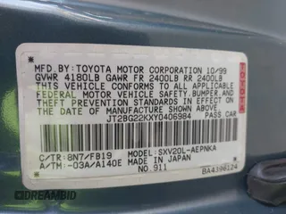 2000 Toyota Camry CE z VIN JT2BG22KXY0406984, wystawiony jako IAAI lot #42344436 z przebiegiem 234 729 mil mil oraz . Historia ofert i sprzedaży dostępna na DreamBid. Obrazek 9.