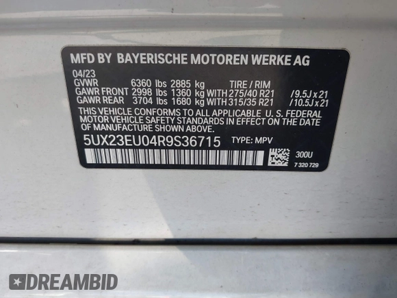2024 BMW X5 xDrive40i with VIN 5UX23EU04R9S36715, listed as a IAAI auction lot 40168432 with 18,076 mi miles. Bid and sale history available at carsss.com. Image 9.
