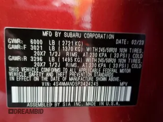 2023 Subaru Ascent Limited with VIN 4S4WMAND5P3424245, listed as a Copart auction lot 54969595 with 17,173 mi miles and Salvage title. Bid and sale history available at DreamBid. Image 14.