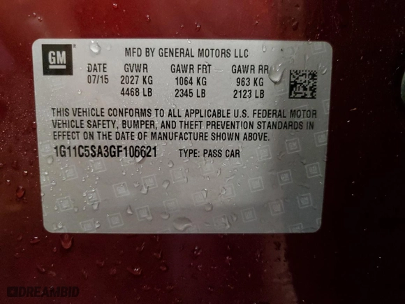 2016 Chevrolet Malibu Limited LT with VIN 1G11C5SA3GF106621, listed as a Copart auction lot 65633234 with 138,238 mi miles and Salvage Title. Bid and sale history available at carsss.com. Image 12.