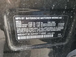 2017 BMW X1 xDrive28i with VIN WBXHT3C32H5F71690, listed as a Copart auction lot 60852375 with 67,475 mi miles and Salvage title. Bid and sale history available at DreamBid. Image 13.