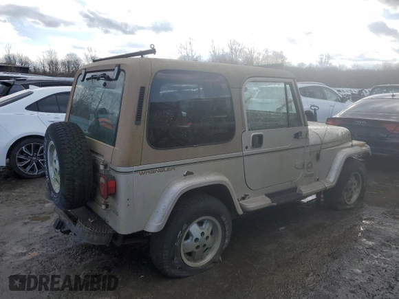 1995 Jeep Wrangler Sahara with VIN 1J4FY49S8SP207576, listed as a Copart auction lot 44385635 with 0 mi miles and Clean Title. Bid and sale history available at carsss.com. Image 3.