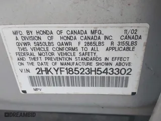 2003 Honda Pilot EX with VIN 2HKYF18523H543302, listed as a IAAI auction lot 42052364 with 331,473 mi miles. Bid and sale history available at carsss.com. Image 9.