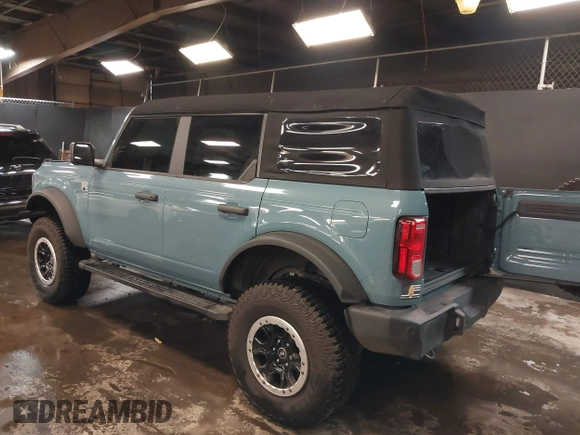 2023 Ford Bronco with VIN 1FMDE5DH0PLC12031, listed as a IAAI auction lot 41737952 with 8,781 mi miles. Bid and sale history available at carsss.com. Image 3.
