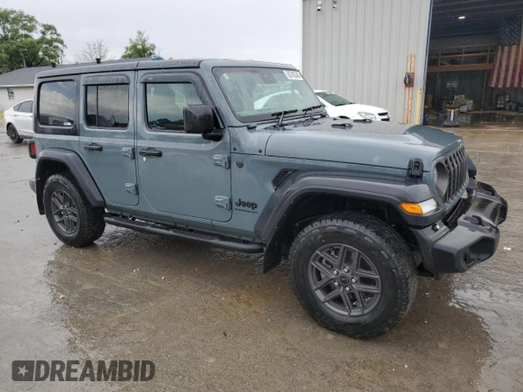 2024 Jeep Wrangler Sport с VIN 1C4PJXKN9RW214962, выставлен на аукционе Copart как лот 55745245 с пробегом 25 491 миль миль и Списание • Salvage title. История ставок и продаж доступна на DreamBid. Изображение 1.