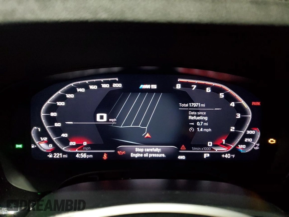 2020 BMW M5 Competition with VIN WBSJF0C01LB448862, listed as a Copart auction lot 87765505 with 17,971 mi miles and Salvage Title. Bid and sale history available at carsss.com. Image 9.