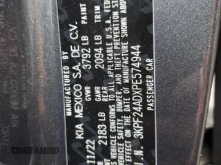 2023 Kia Forte LXS with VIN 3KPF24ADXPE574944, listed as a Copart auction lot 52871395 with 44,166 mi miles and Salvage Title. Bid and sale history available at carsss.com. Image 13.