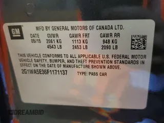 2015 Chevrolet Impala LS with VIN 2G1WA5E36F1171137, listed as a Copart auction lot 63060935 with 148,000 mi miles and Salvage title. Bid and sale history available at DreamBid. Image 12.