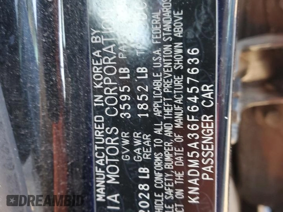 2015 Kia Rio LX with VIN KNADM5A36F6457636, listed as a Copart auction lot 45952515 with 141,007 mi miles and Salvage Title. Bid and sale history available at carsss.com. Image 15.