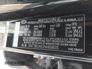 2022 Hyundai Santa Cruz SEL with VIN 5NTJBDAE2NH008015, listed as a IAAI auction lot 42232891 with 31,450 mi miles and . Bid and sale history available at DreamBid. Image 9.