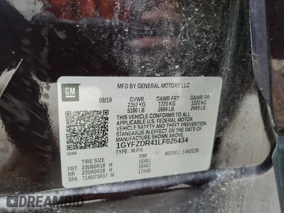 2020 Cadillac XT4 AWD Premium Luxury z VIN 1GYFZDR41LF025434, wystawiony jako Copart lot #55169805 z przebiegiem Nie podano mil oraz Szkoda całkowita • Salvage title. Historia ofert i sprzedaży dostępna na DreamBid. Obrazek 13.