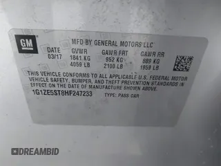2017 Chevrolet Malibu LT with VIN 1G1ZE5ST8HF247233, listed as a IAAI auction lot 42119692 with 107,593 mi miles and . Bid and sale history available at DreamBid. Image 9.