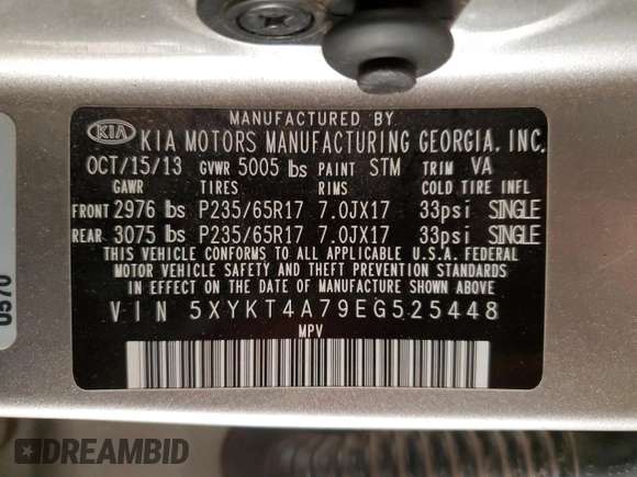 2014 Kia Sorento LX with VIN 5XYKT4A79EG525448, listed as a Copart auction lot 87091004 with 176,854 mi miles and Clean Title. Bid and sale history available at carsss.com. Image 12.
