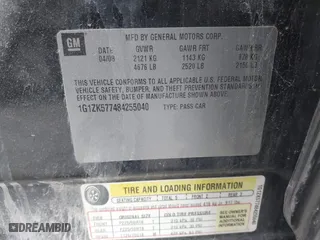 2008 Chevrolet Malibu LTZ with VIN 1G1ZK577484255040, listed as a IAAI auction lot 41912283 with 1 mi miles. Bid and sale history available at carsss.com. Image 9.