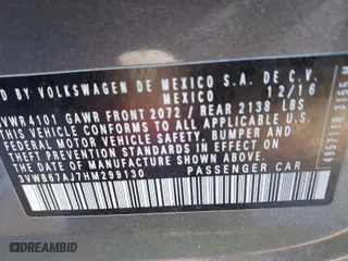 2017 Volkswagen Jetta 1.4T SE with VIN 3VWB67AJ7HM299130, listed as a IAAI auction lot 41572406 with 115,898 mi miles. Bid and sale history available at carsss.com. Image 9.