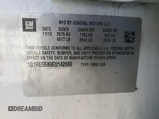 2014 Chevrolet Volt with VIN 1G1RE6E49EU142668, listed as a Copart auction lot 81336474 with 212,761 mi miles and Clean Title. Bid and sale history available at carsss.com. Image 12.