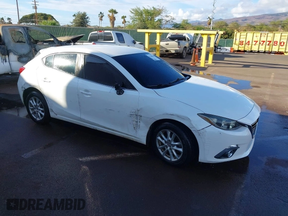 2014 Mazda 3 i Touring with VIN JM1BM1L77E1117166, listed as a IAAI auction lot 41336048 with 88,808 mi miles and . Bid and sale history available at DreamBid. Image 1.