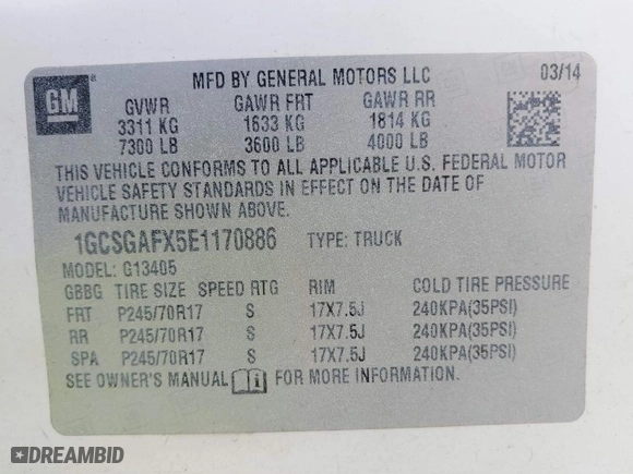 2014 Chevrolet Express Cargo Van with VIN 1GCSGAFX5E1170886, listed as a IAAI auction lot 41863020 with 154,692 mi miles. Bid and sale history available at carsss.com. Image 9.