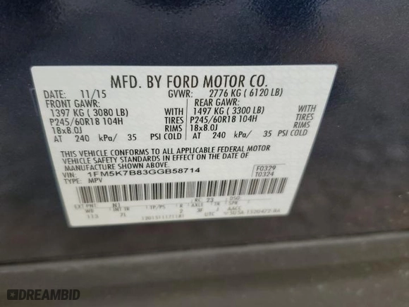 2016 Ford Explorer with VIN 1FM5K7B83GGB58714, listed as a Copart auction lot 51341555 with 57,004 mi miles and Salvage Title. Bid and sale history available at carsss.com. Image 16.