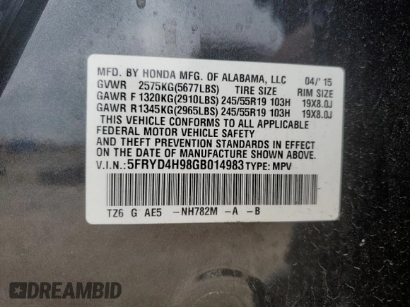 2016 Acura MDX Advance with VIN 5FRYD4H98GB014983, listed as a Copart auction lot 55525135 with 120,221 mi miles and Salvage title. Bid and sale history available at DreamBid. Image 13.