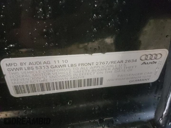 2011 Audi A6 Premium Plus with VIN WAUFGAFB0BN041039, listed as a Copart auction lot 44549685 with 91,644 mi miles and Salvage title. Bid and sale history available at DreamBid. Image 13.