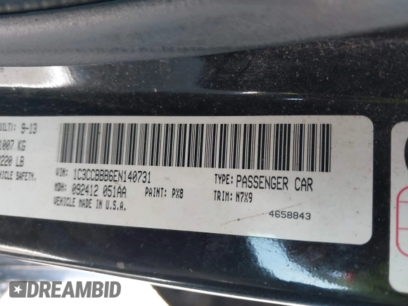 2014 Chrysler 200 Touring with VIN 1C3CCBBB6EN140731, listed as a IAAI auction lot 41987771 with 218,148 mi miles. Bid and sale history available at carsss.com. Image 9.