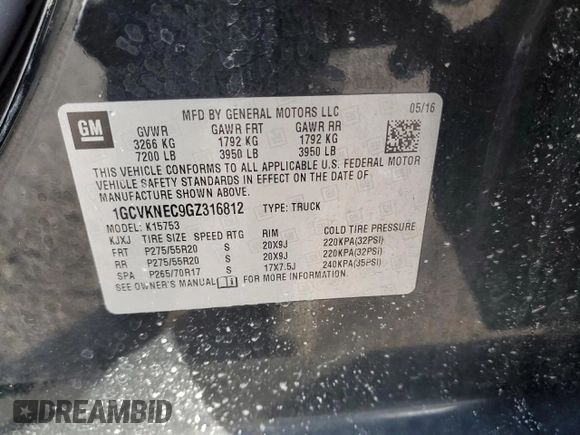2016 Chevrolet Silverado 1500 Work Truck with VIN 1GCVKNEC9GZ316812, listed as a Copart auction lot 83450474 with 86,599 mi miles and Salvage Title. Bid and sale history available at carsss.com. Image 14.