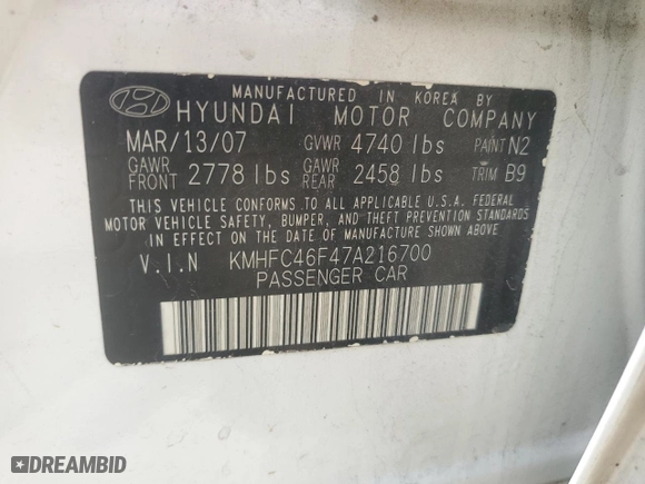 2007 Hyundai Azera SE with VIN KMHFC46F47A216700, listed as a Copart auction lot 64715524 with 117,819 mi miles and Salvage Title. Bid and sale history available at carsss.com. Image 12.