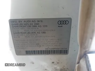 2016 Audi Q5 Premium z VIN WA1C2AFP3GA139734, wystawiony jako IAAI lot #42205683 z przebiegiem 120 162 mil mil oraz . Historia ofert i sprzedaży dostępna na DreamBid. Obrazek 9.