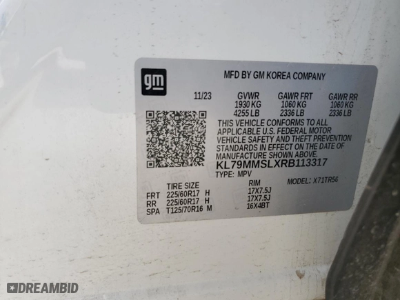 2024 Chevrolet TrailBlazer LS with VIN KL79MMSLXRB113317, listed as a Copart auction lot 47834865 with NaN miles and Salvage Title. Bid and sale history available at carsss.com. Image 13.