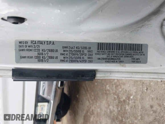 2021 Ram ProMaster City Cargo Tradesman с VIN ZFBHRFAB3M6U42126, выставлен на аукционе IAAI как лот 42029538 с пробегом 97 021 миль миль и . История ставок и продаж доступна на DreamBid. Изображение 9.