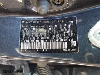 2018 Honda Civic Sedan EX-T with VIN JHMFC1F38JX030332, listed as a Copart auction lot 53783835 with 58,968 mi miles and Salvage Title. Bid and sale history available at carsss.com. Image 12.