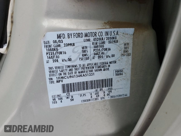 2004 Ford Escape Limited with VIN 1FMCU94134KA51331, listed as a Copart auction lot 80602203 with 126,663 mi miles and Salvage Title. Bid and sale history available at carsss.com. Image 14.