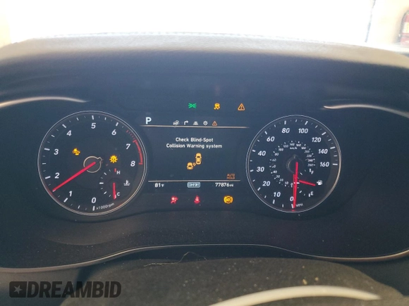 2021 Genesis G70 2.0T with VIN KMTG34LA0MU072088, listed as a Copart auction lot 57433985 with 77,876 mi miles and Clean title. Bid and sale history available at DreamBid. Image 9.