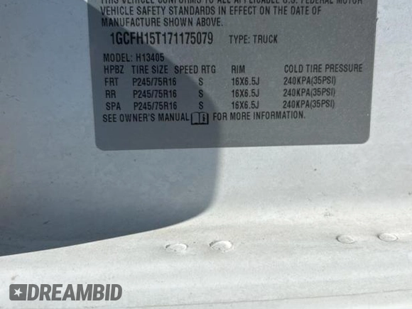 2007 Chevrolet Express Cargo with VIN 1GCFH15T171175079, listed as a Copart auction lot 67054815 with 76,046 mi miles and Clean title. Bid and sale history available at DreamBid. Image 10.