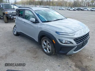 2023 Hyundai Kona SEL with VIN KM8K6CAB9PU999533, listed as a IAAI auction lot 42053046 with 15,506 mi miles. Bid and sale history available at carsss.com. Image 1.