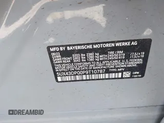 2023 BMW X3 sDrive30i z VIN 5UX43DP00P9T10787, wystawiony jako IAAI lot #41457131 z przebiegiem 20 123 mil mil oraz . Historia ofert i sprzedaży dostępna na DreamBid. Obrazek 9.