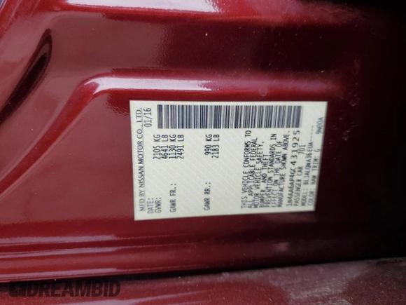 2016 Nissan Maxima SL with VIN 1N4AA6AP4GC431925, listed as a Copart auction lot 64049545 with 142,441 mi miles and Salvage title. Bid and sale history available at DreamBid. Image 13.