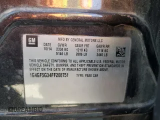 2015 Buick LaCrosse Premium II with VIN 1G4GF5G34FF208751, listed as a Copart auction lot 70413744 with 78,141 mi miles and Salvage Title. Bid and sale history available at carsss.com. Image 14.