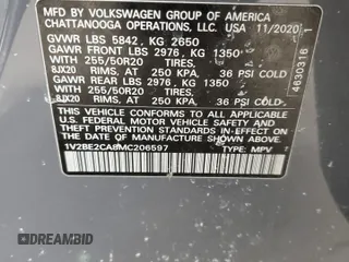 2021 Volkswagen Atlas SEL with VIN 1V2BE2CA8MC206597, listed as a Copart auction lot 88786045 with 73,288 mi miles and Salvage title. Bid and sale history available at DreamBid. Image 14.