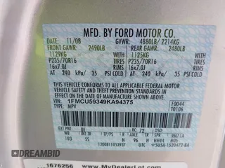 2009 Ford Escape Hybrid with VIN 1FMCU59349KA94375, listed as a IAAI auction lot 41865743 with 127,538 mi miles and . Bid and sale history available at DreamBid. Image 9.