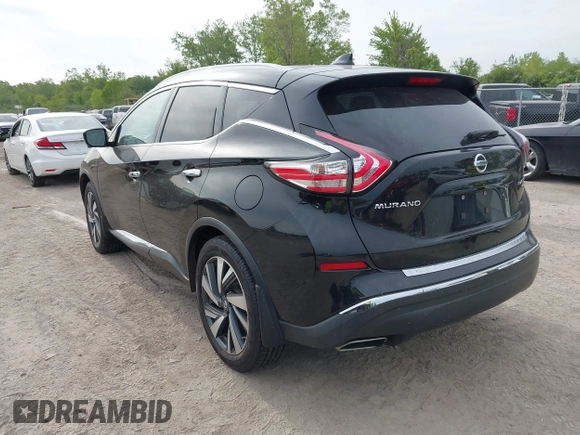 2017 Nissan Murano SL with VIN 5N1AZ2MH3HN197598, listed as a IAAI auction lot 42299880 with 63,788 mi miles and . Bid and sale history available at DreamBid. Image 3.