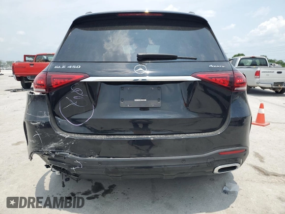 2023 Mercedes-Benz GLE 450 with VIN 4JGFB5KBXPA942055, listed as a Copart auction lot 59497515 with 24,857 mi miles and Salvage title. Bid and sale history available at DreamBid. Image 6.