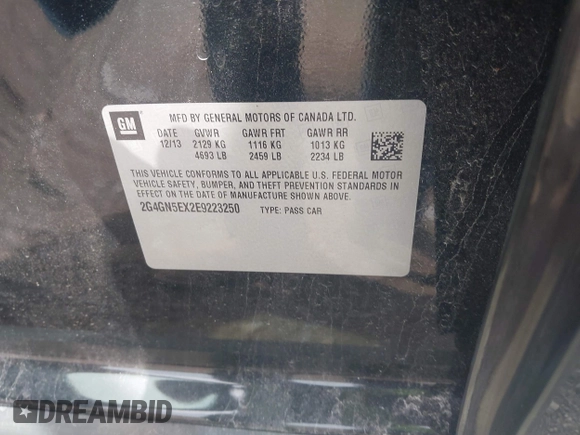 2014 Buick Regal Premium I с VIN 2G4GN5EX2E9223250, выставлен на аукционе IAAI как лот 42038109 с пробегом 95 090 миль миль и . История ставок и продаж доступна на DreamBid. Изображение 9.