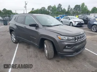 2024 Jeep Compass Latitude with VIN 3C4NJDBN5RT605456, listed as a IAAI auction lot 42121599 with 36,868 mi miles. Bid and sale history available at carsss.com. Image 1.
